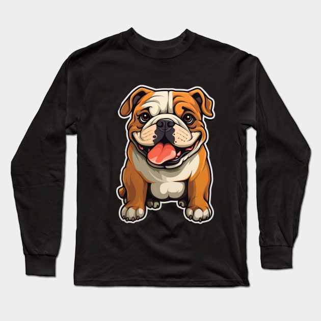 Cute Bulldog Dogs Funny English Bulldog Long Sleeve T-Shirt by fromherotozero